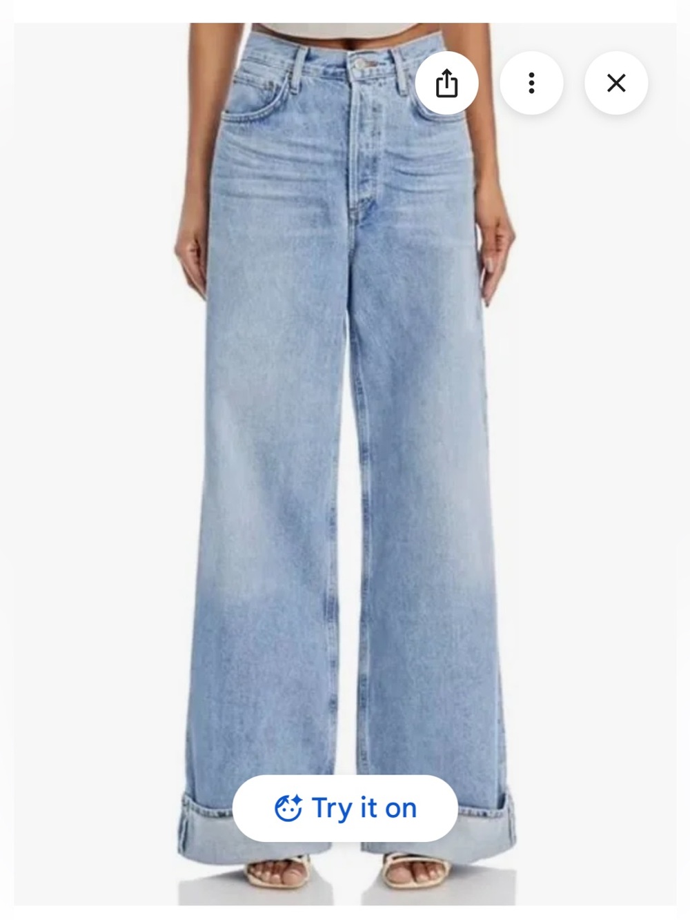 NWT Agolde ShowdownLight Blue Wide-Leg High-Rise Jeans